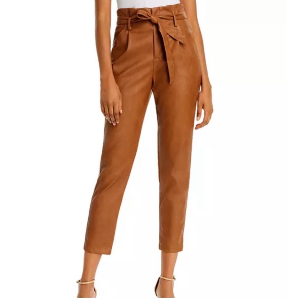 Lucy Paris Faux Leather Brown/Cognac Paper-Bag Pants Size XS